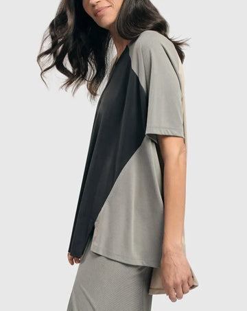 alembika-essential-colorblock-cupro-trapeze-top-charcoal image 5