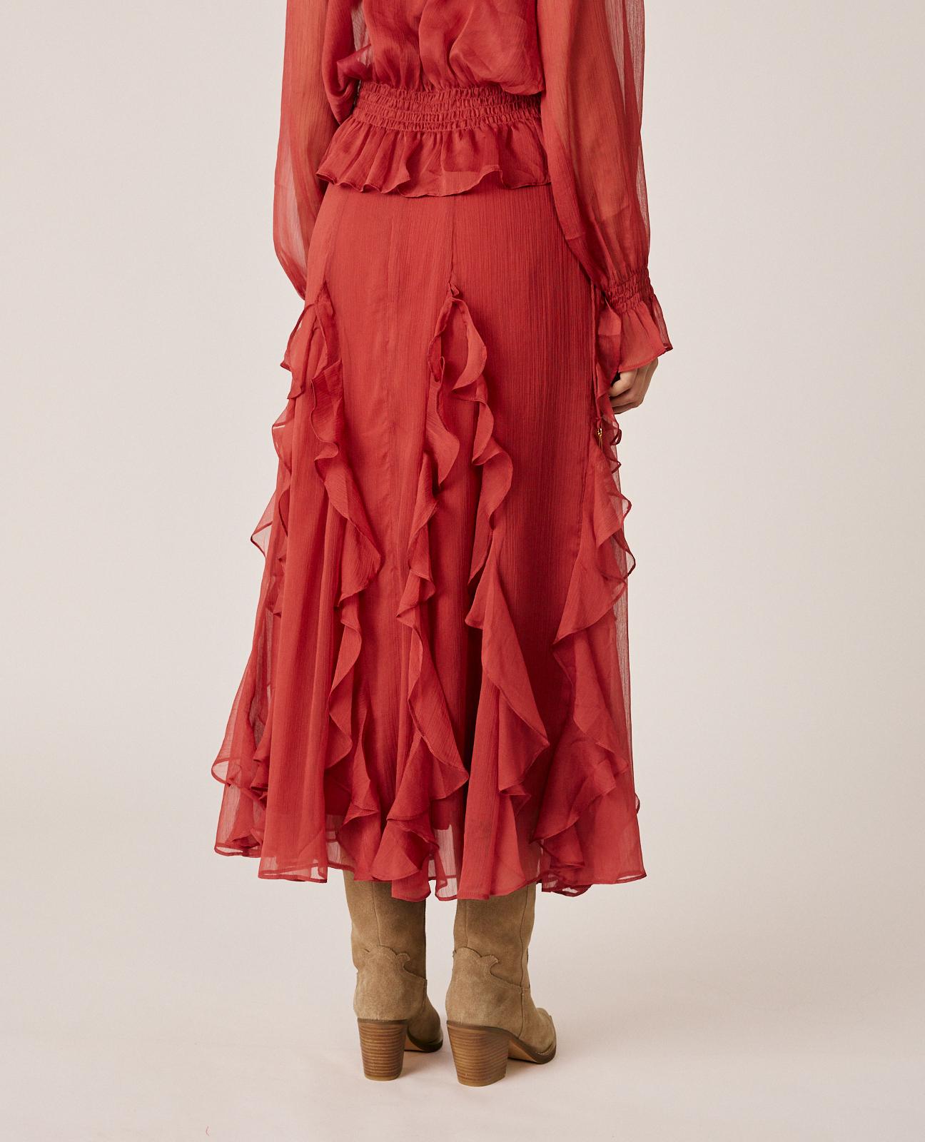 alma-en-pena-chiffon-maxirock-mit-r-schen-rosa image 5