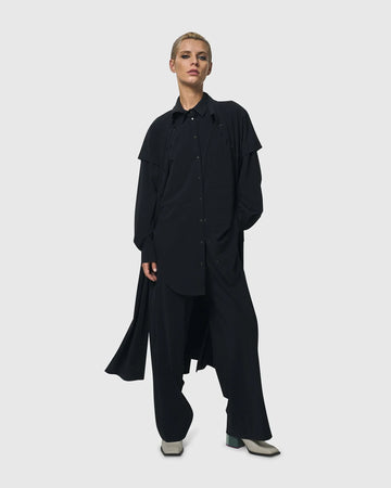alembika-matrix-kurzarm-duster-schwarz-midilange-layer-jacke image 3