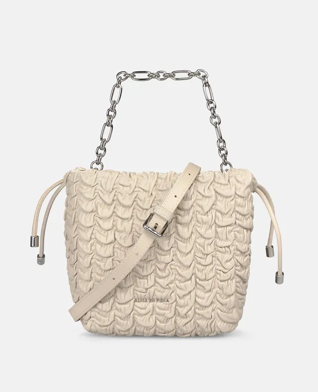 alma-en-pena-ledertasche-relief-beuteltasche-grau-crossbody image 1