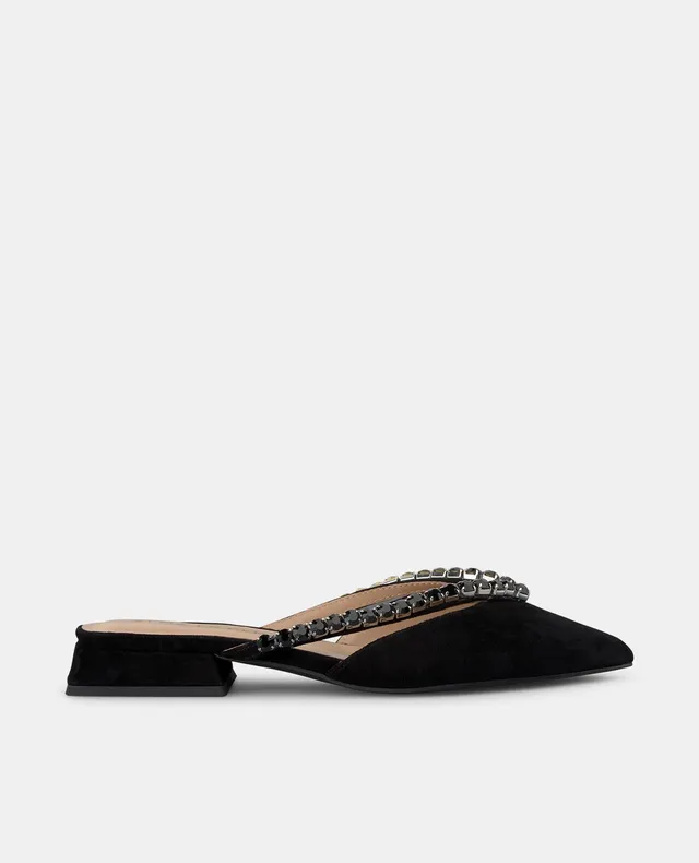 alma-en-pena-flat-shoe-with-straps-mules-spitze-strass-schwarz-2-cm image 1