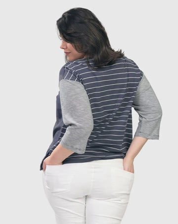 alembika-serendipity-tee-navy-3-4-arm-shirt image 2