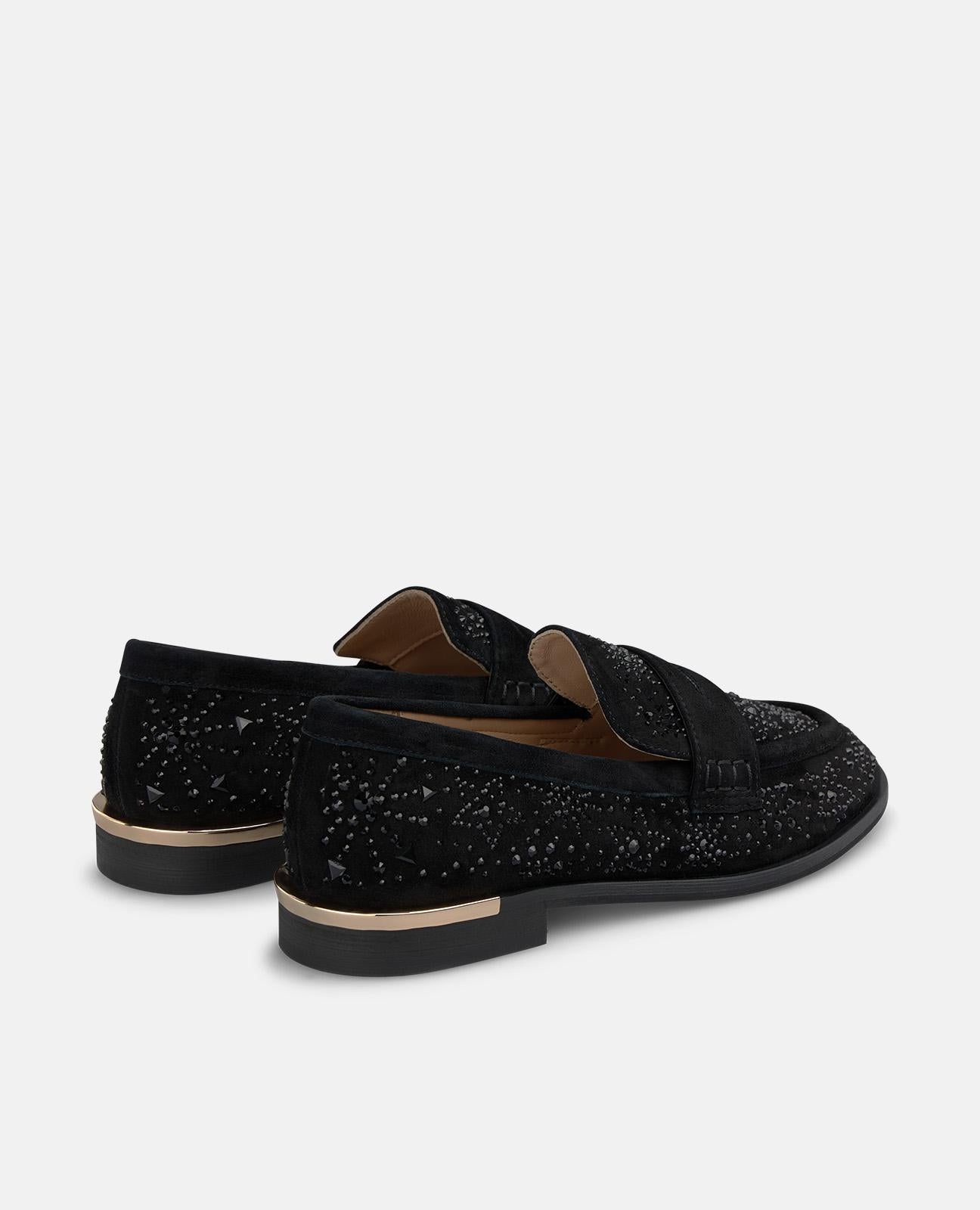 alma-en-pena-loafer-aus-veloursleder-schwarz-mit-maske-und-strass image 3