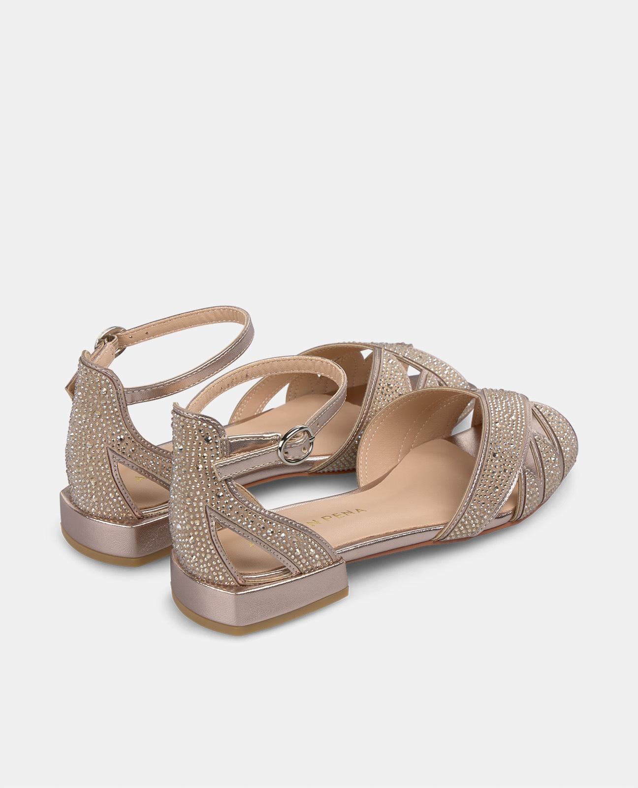 alma-en-pena-flache-sandalette-bronze-strass-2-3-cm image 3