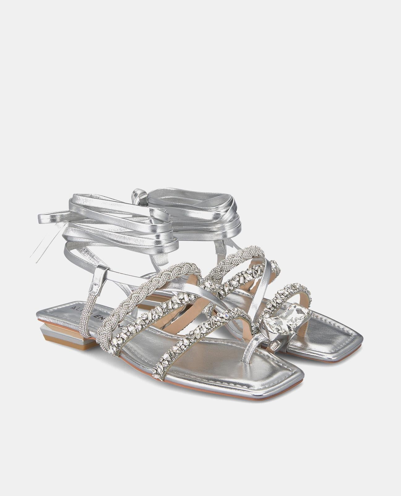 alma-en-pena-flache-knoten-sandale-silber-griechischer-stil-square-toe-1-5-cm-ab image 2