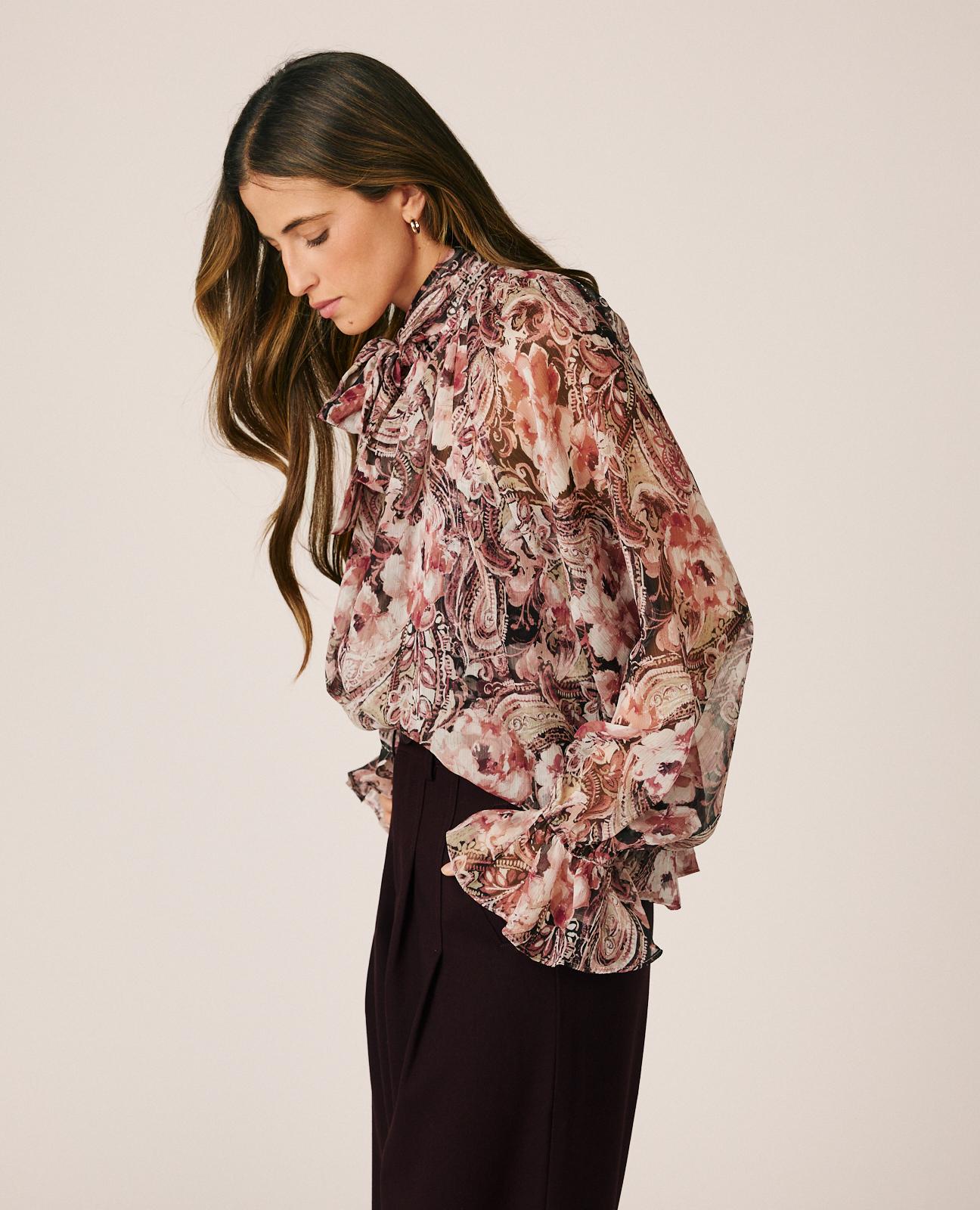 alma-en-pena-floral-chiffon-blouse-langarm-rosa-damen image 5