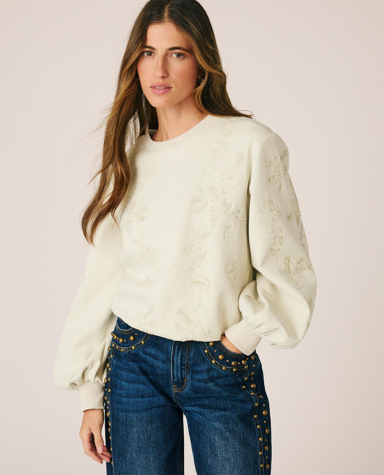 alma-en-pena-sweatshirt-blumenstickerei-wei image 3
