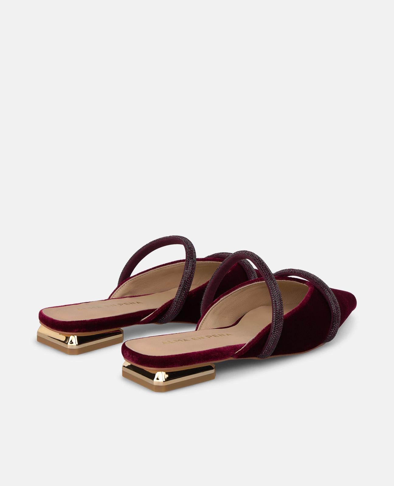 alma-en-pena-open-heel-velvet-mule-damen-pantoletten-bordeaux image 3