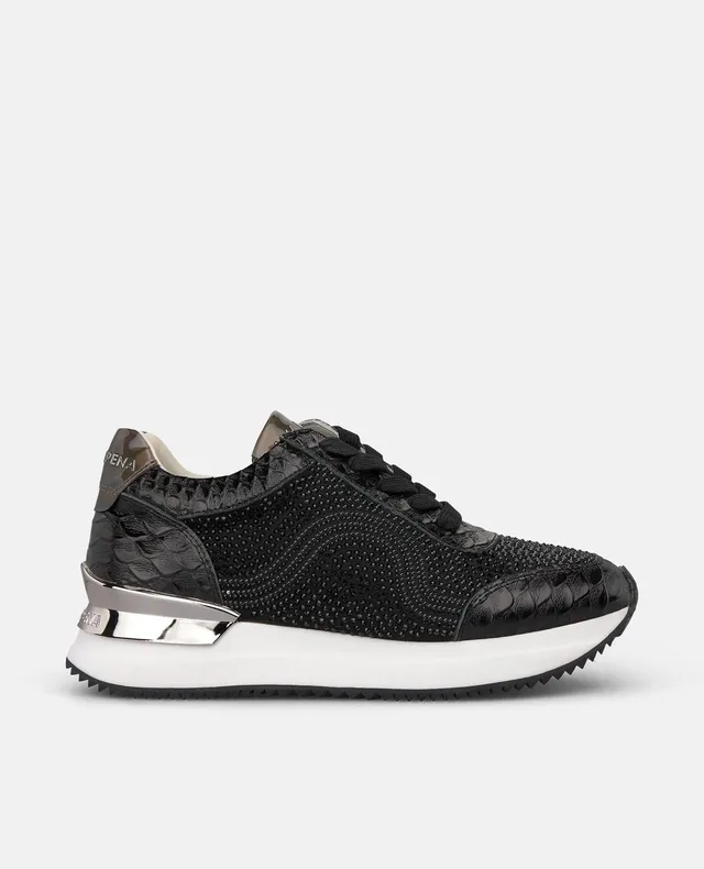 alma-en-pena-metallic-sneakers-mit-strass-damen-sneaker-schwarz-4-cm-plateau image 1