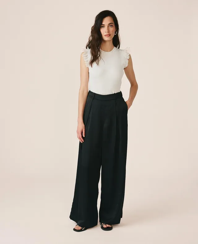 alma-en-pena-satin-hose-high-waist-marlenehose-schwarz image 1
