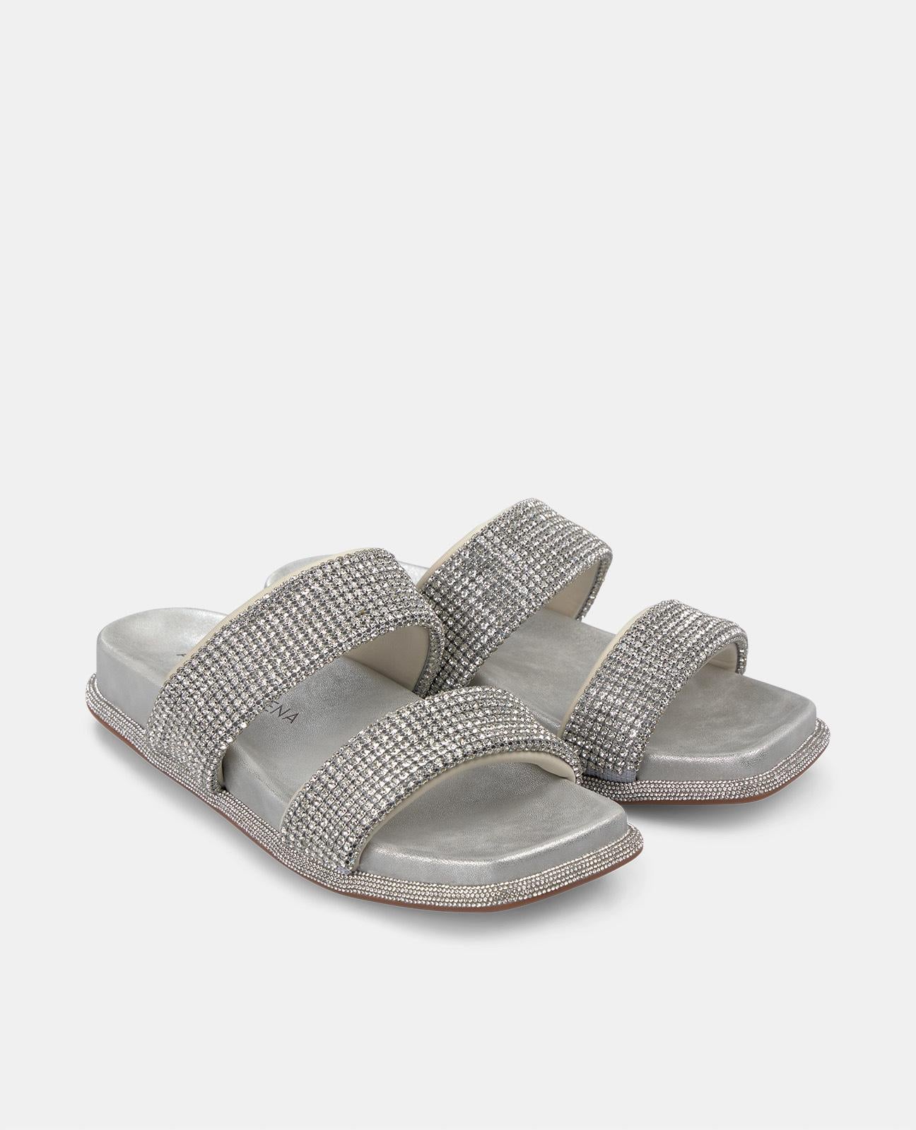 alma-en-pena-flache-sandale-gepolsterte-riemen-strass-2-cm-silber image 2
