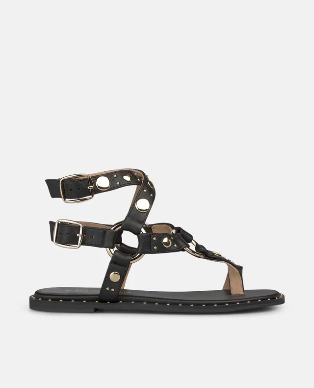 alma-en-pena-studded-sandal-flache-nappa-sandale-schwarz image 1