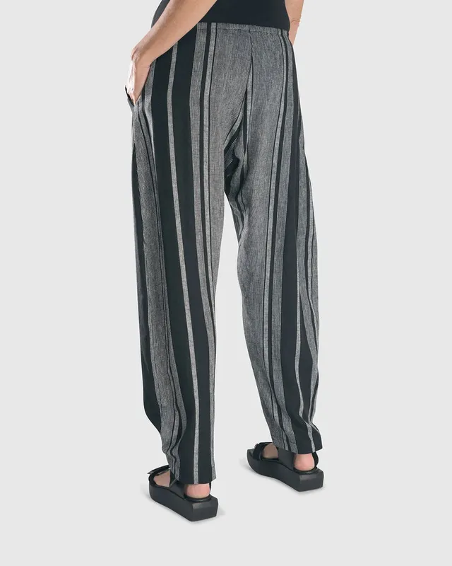 alembika-melange-flat-front-trousers-stripe-leinenhose image 1