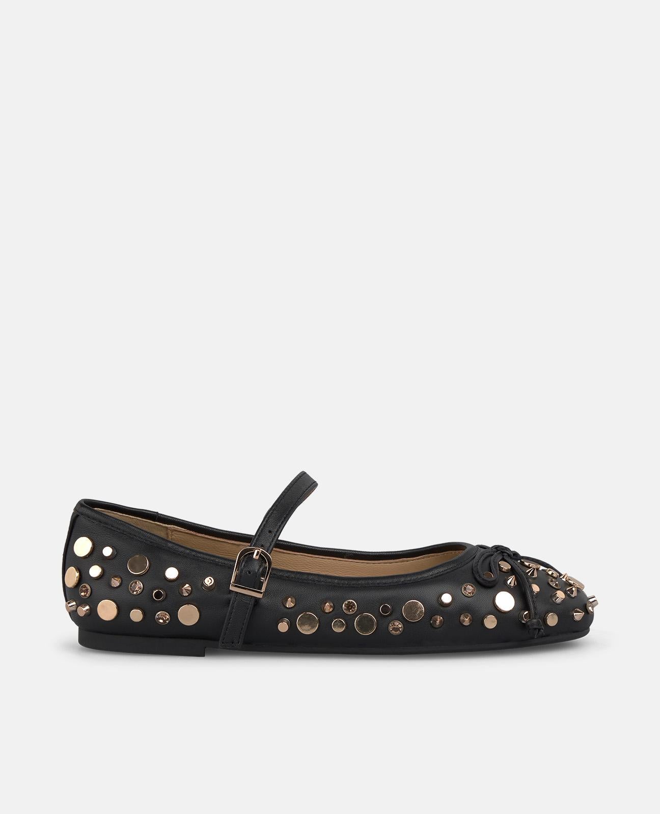 alma-en-pena-ballerina-lazo-tachas-nieten-ballerina-schwarz-mit-schleife-0-8-cm image 1