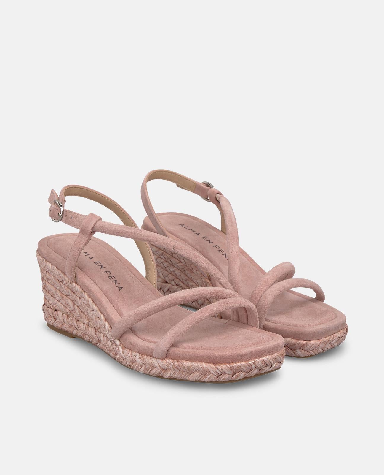 alma-en-pena-keil-sandalen-esparto-puderrosa-tubular-riemen-7-cm-keil-eckig image 2