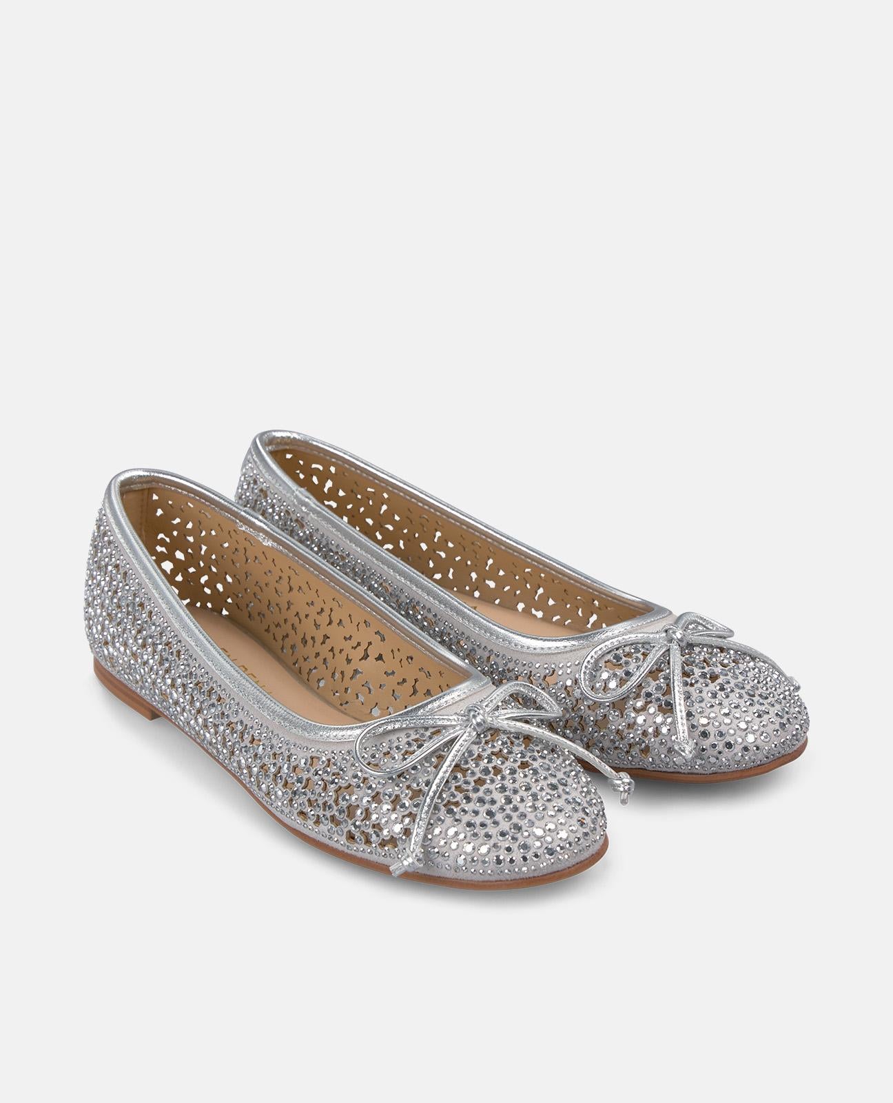 alma-en-pena-bailarina-lazo-damen-ballerina-silber-mit-strass-und-schleife image 2