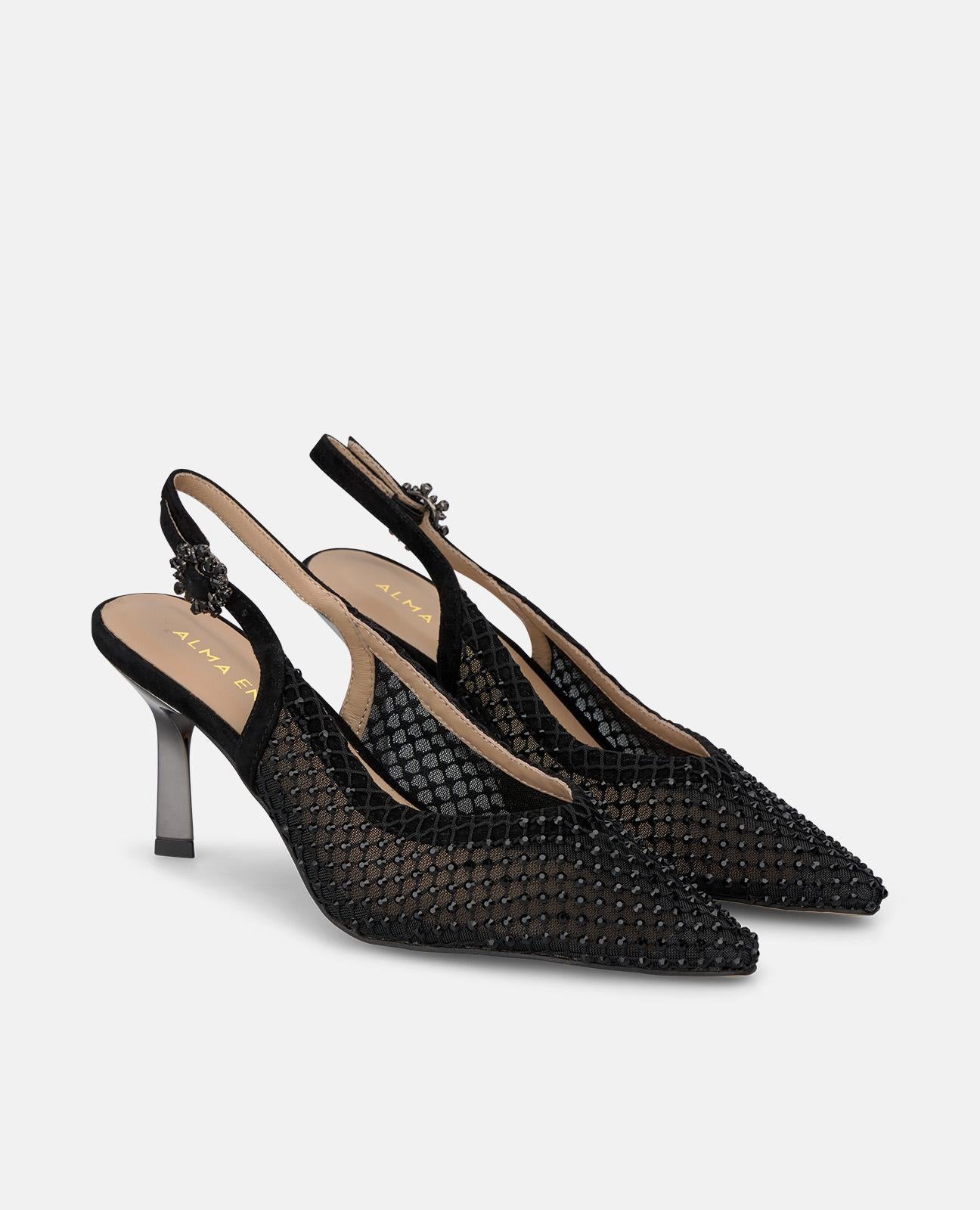 alma-en-pena-slingback-mesh-pumps-mit-strass-8-cm-absatz-schwarz image 2