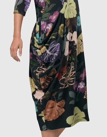 alembika-bali-draped-pocket-dress-leaves-multi-damen-jerseykleid-midi image 5