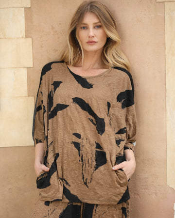 alembika-ru-crinkle-dolman-top-shirt-sepia-3-4-arm image 2