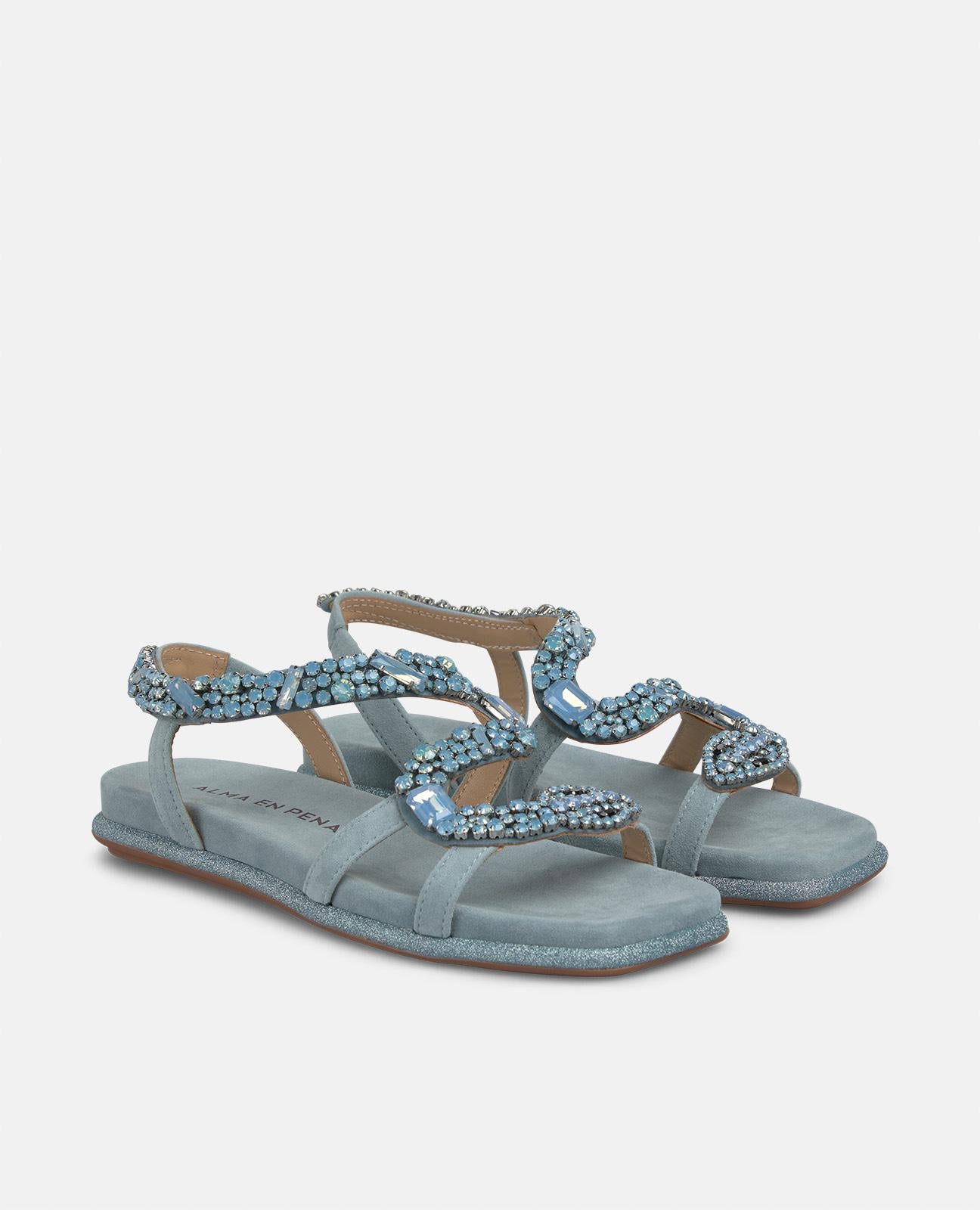 alma-en-pena-flat-snake-sandalen-mit-strass-hellblau image 2