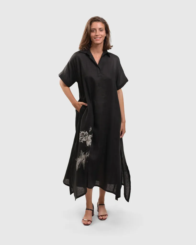 alembika-summer-rose-maxi-dress-black-leinen-maxikleid image 1