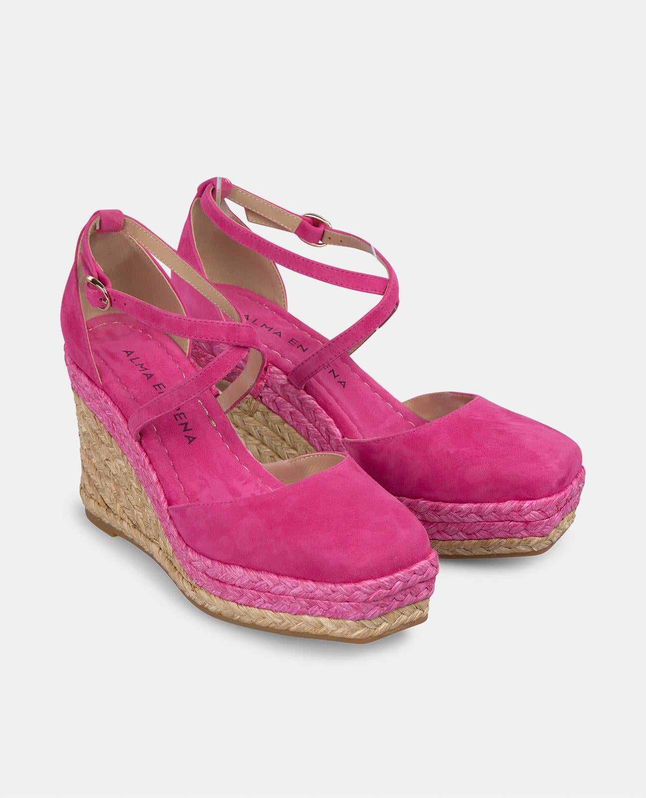 alma-en-pena-keilsandalette-aus-leder-kreuzriemen-9-cm-keil-fuchsia image 2