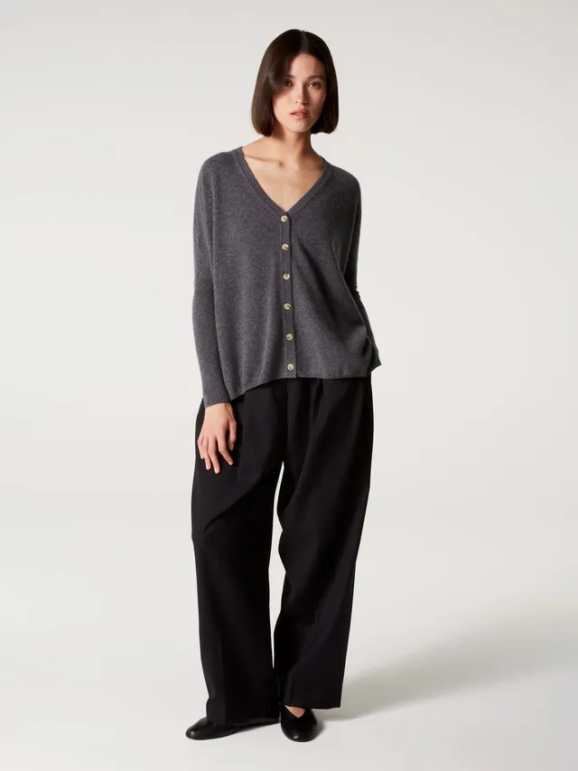 absolut-alison-cardigan-poncho-kaschmir-damen-grau-knopfleiste image 1