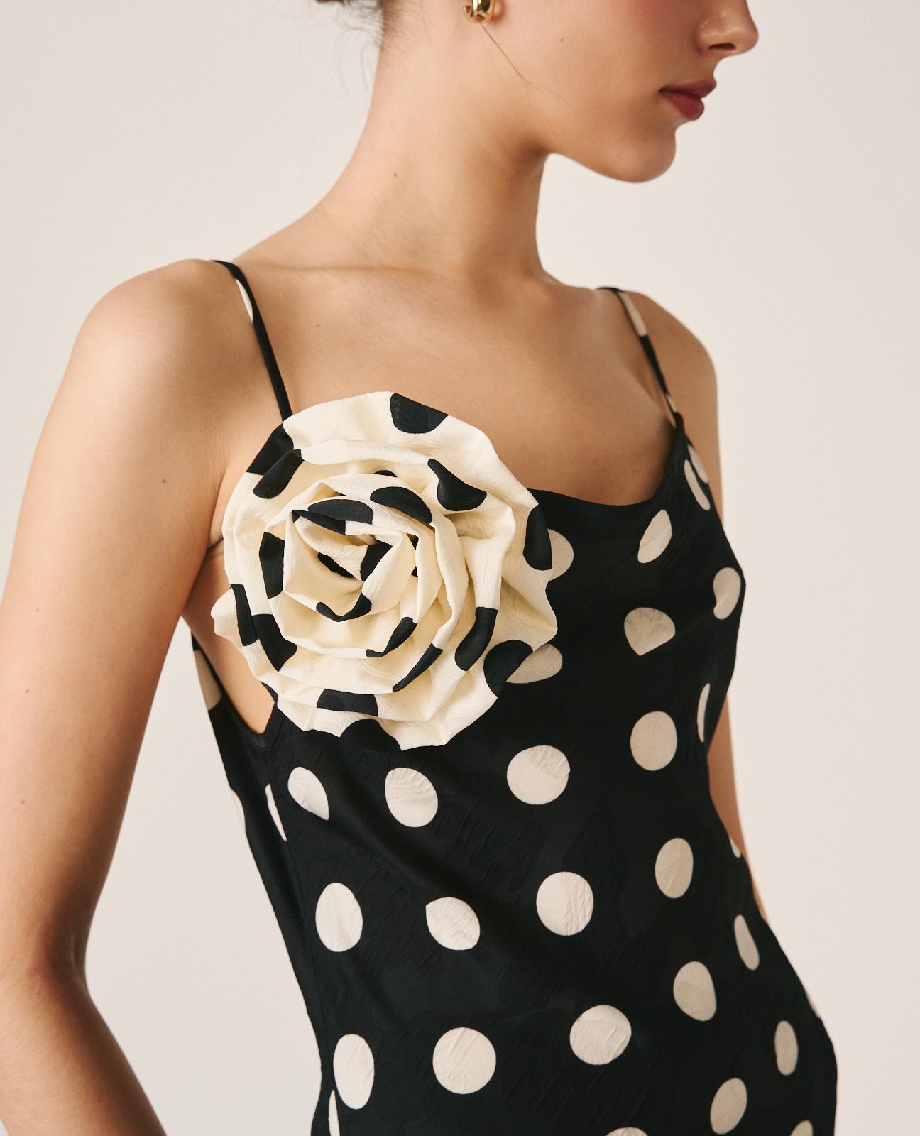 alma-en-pena-polka-dot-dress-schwarz-midi-satinkleid-rmellos image 6