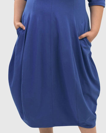 alembika-carla-cocoon-midi-dress-cobalt-damen-cocoon-kleid image 5