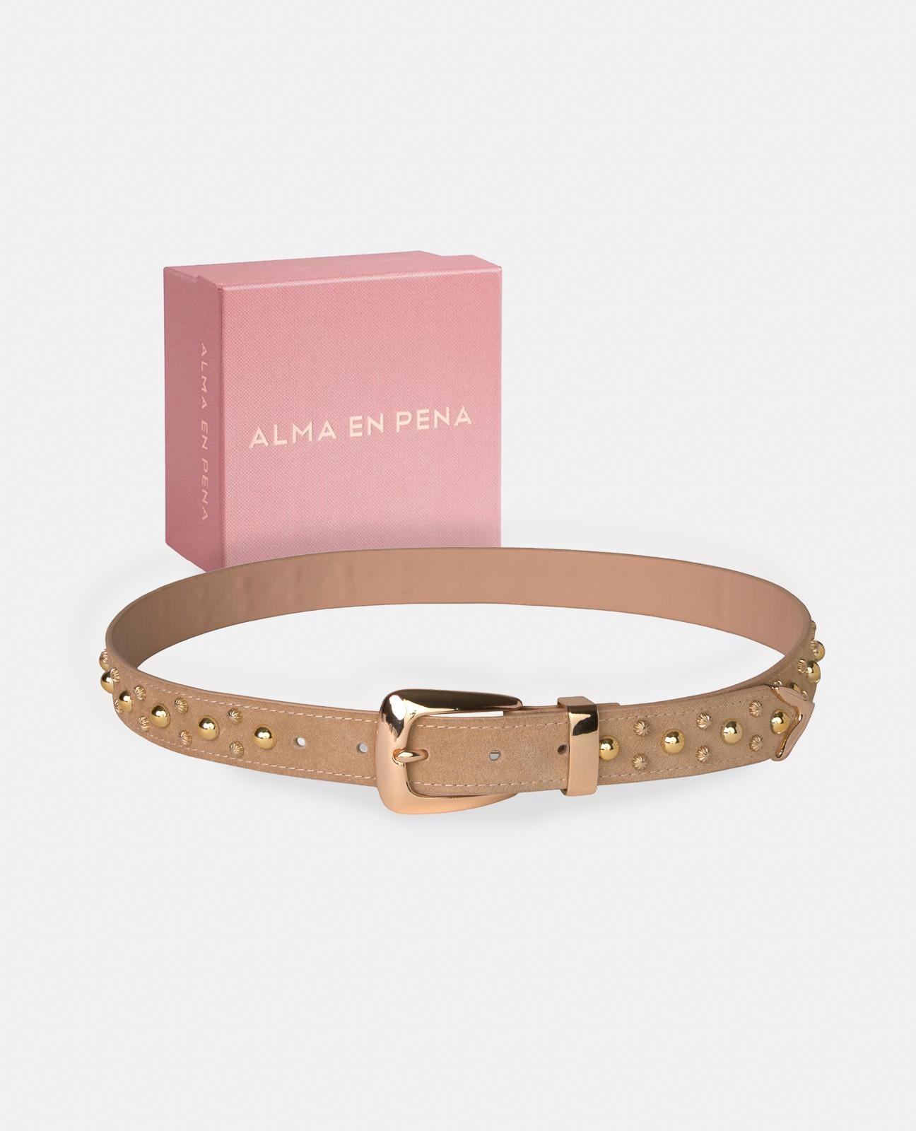 alma-en-pena-g-rtel-mit-metallic-nieten-aus-leder-3-cm-braun image 4