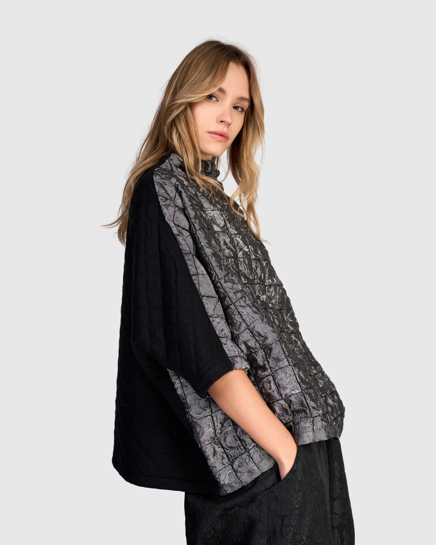 alembika-gallium-top-silver-damen-metallic-top-quilted image 4