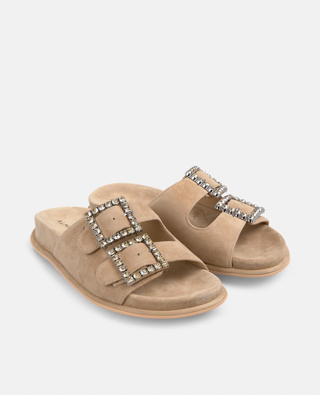 alma-en-pena-comfort-flache-sandalen-arena-mit-strass-schnallen-2-cm image 2