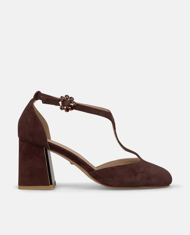 alma-en-pena-suede-lodge-shoe-pumps-braun-7-cm-blockabsatz image 1