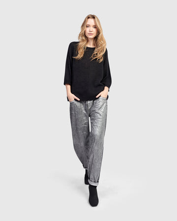 alembika-ap623s-metallic-boyfriend-jogger-jeans-silber image 2