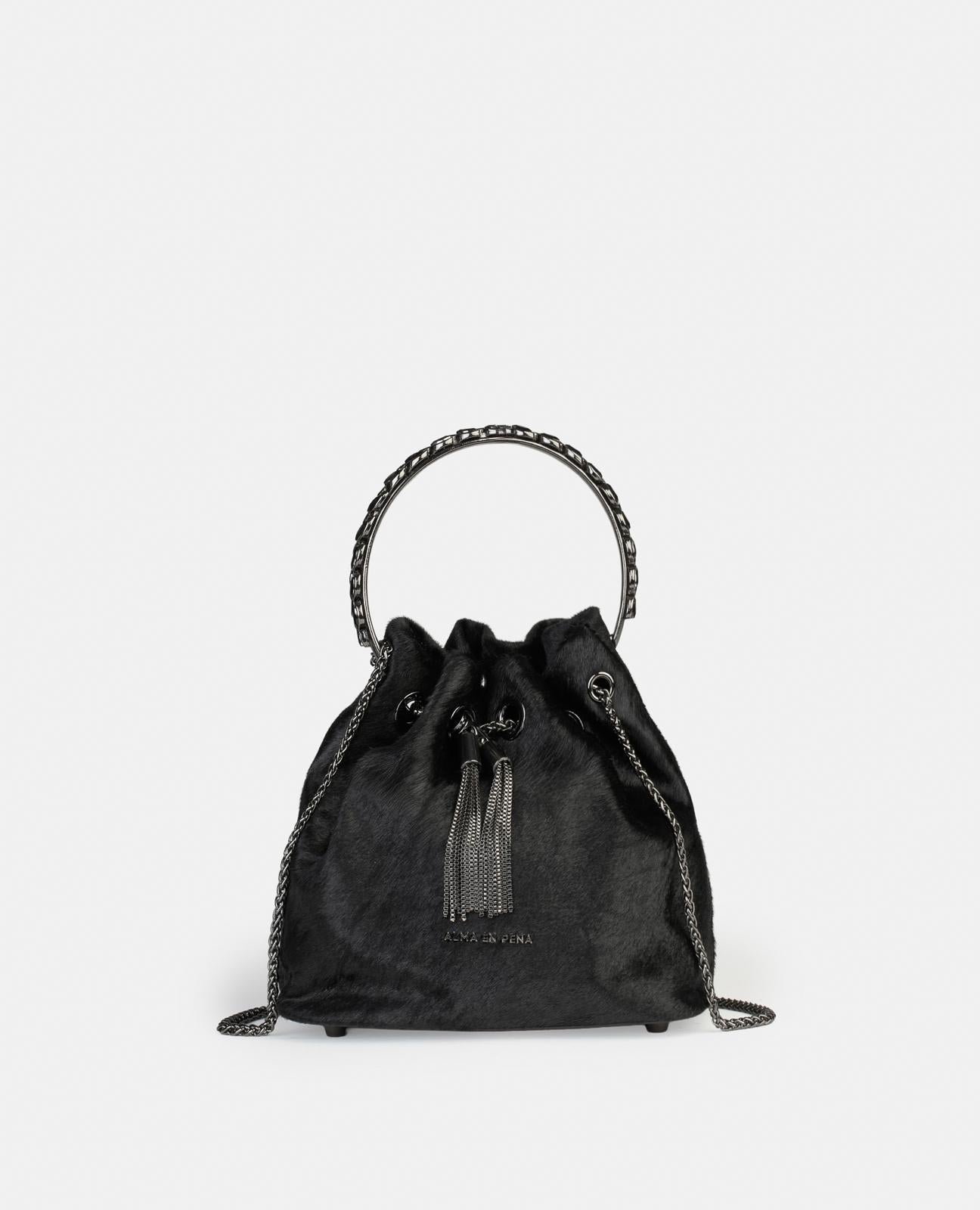 alma-en-pena-bowler-bag-damen-leder-handtasche-schwarz-mit-kette image 1