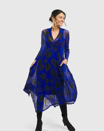 alembika-ladybug-a-linien-kleid-royalblau-mit-punkten-midikleid image 7