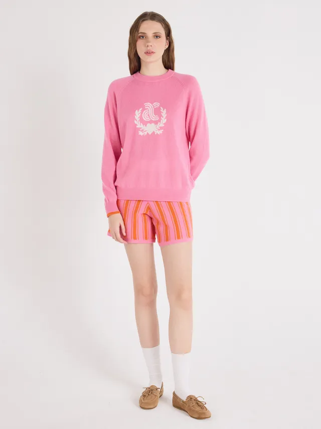 absolut-tyra-kaschmir-shorts-f-r-damen-oversize-bicolor-streifen-orange image 1