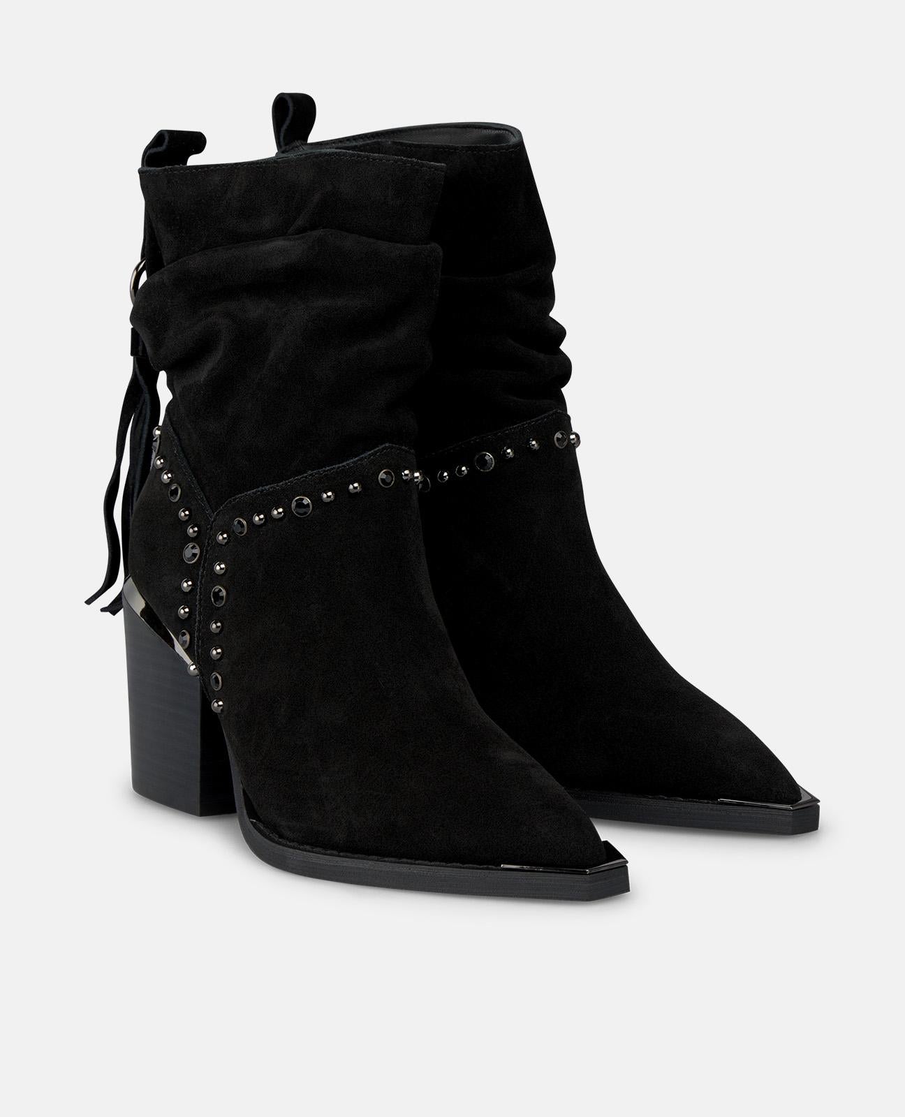 alma-en-pena-tassel-bootie-schwarze-cowboy-stiefeletten-mit-fransen-7-cm-absatz image 2