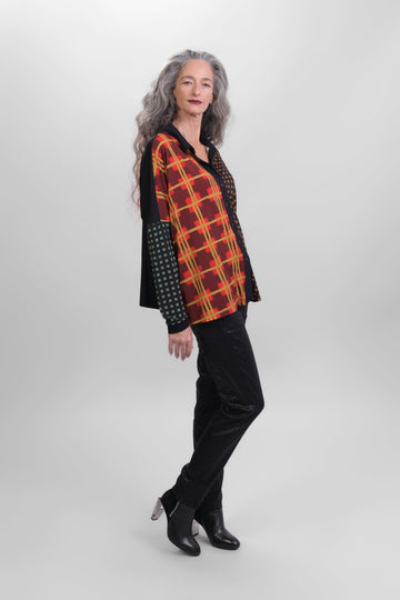 alembika-check-bluse-multi-button-front-karo image 5