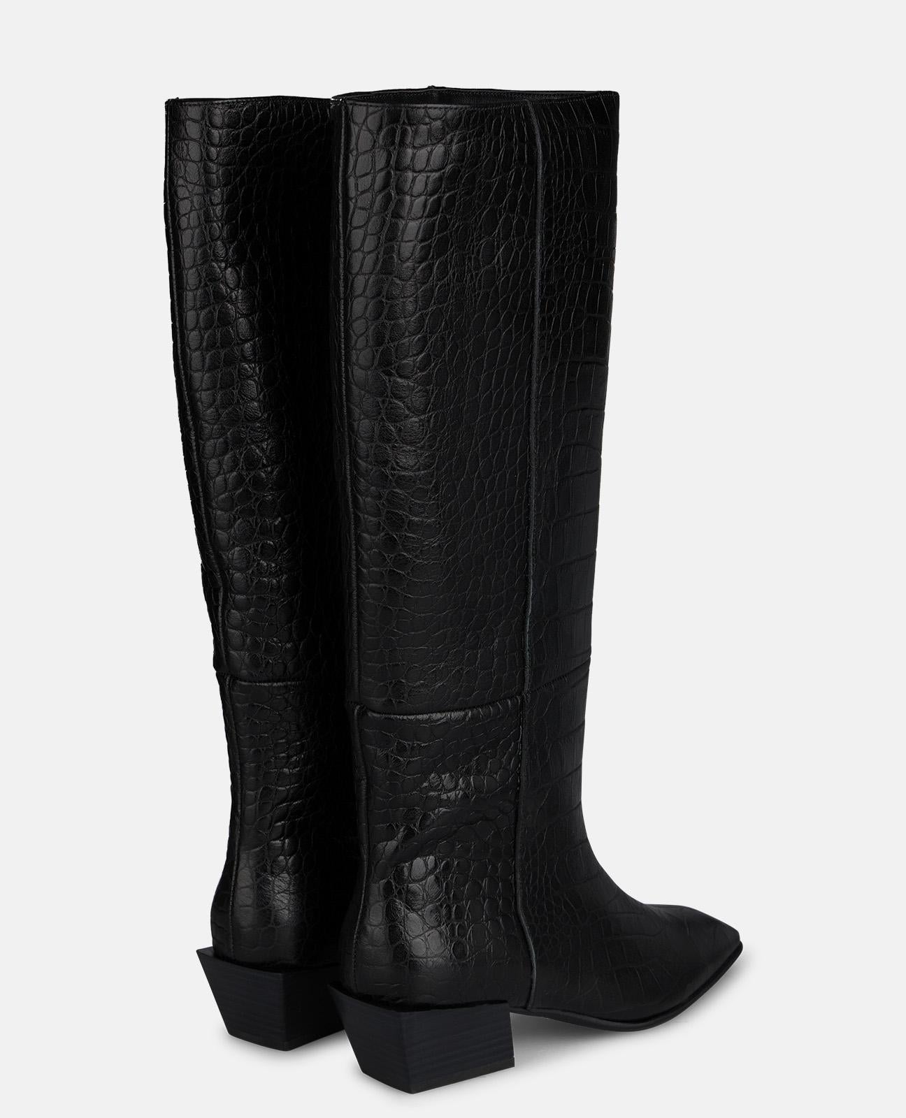 alma-en-pena-animal-print-lederstiefel-mit-blockabsatz-schwarz image 3