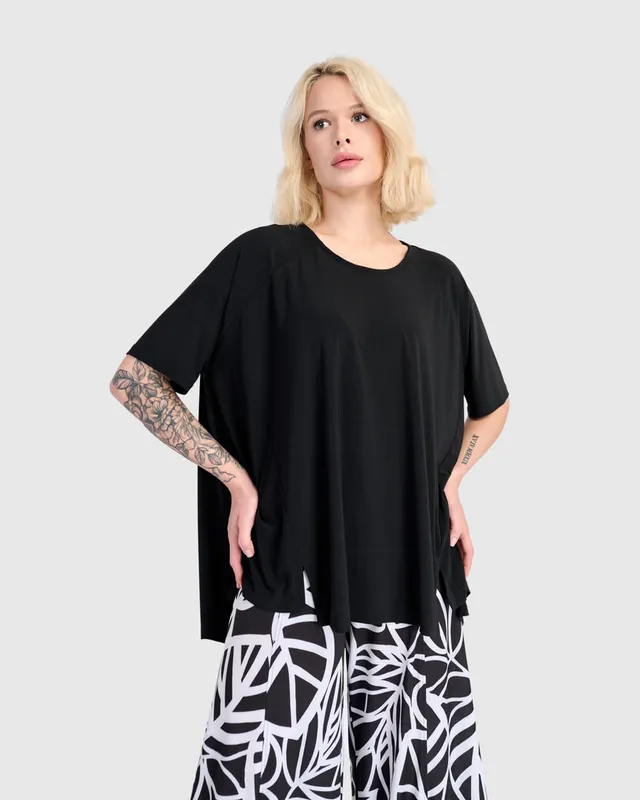 alembika-essential-trapeze-pullover-tee-black-damen-a-linie-shirt image 1