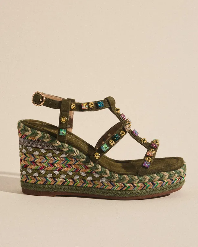 alma-en-pena-esparto-keilsandalen-mit-nieten-keil-9-5-cm-in-khaki image 1
