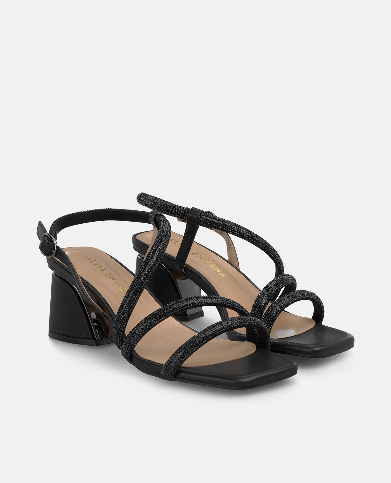 alma-en-pena-half-strap-sandal-mit-strass-riemchensandalette-schwarz image 2