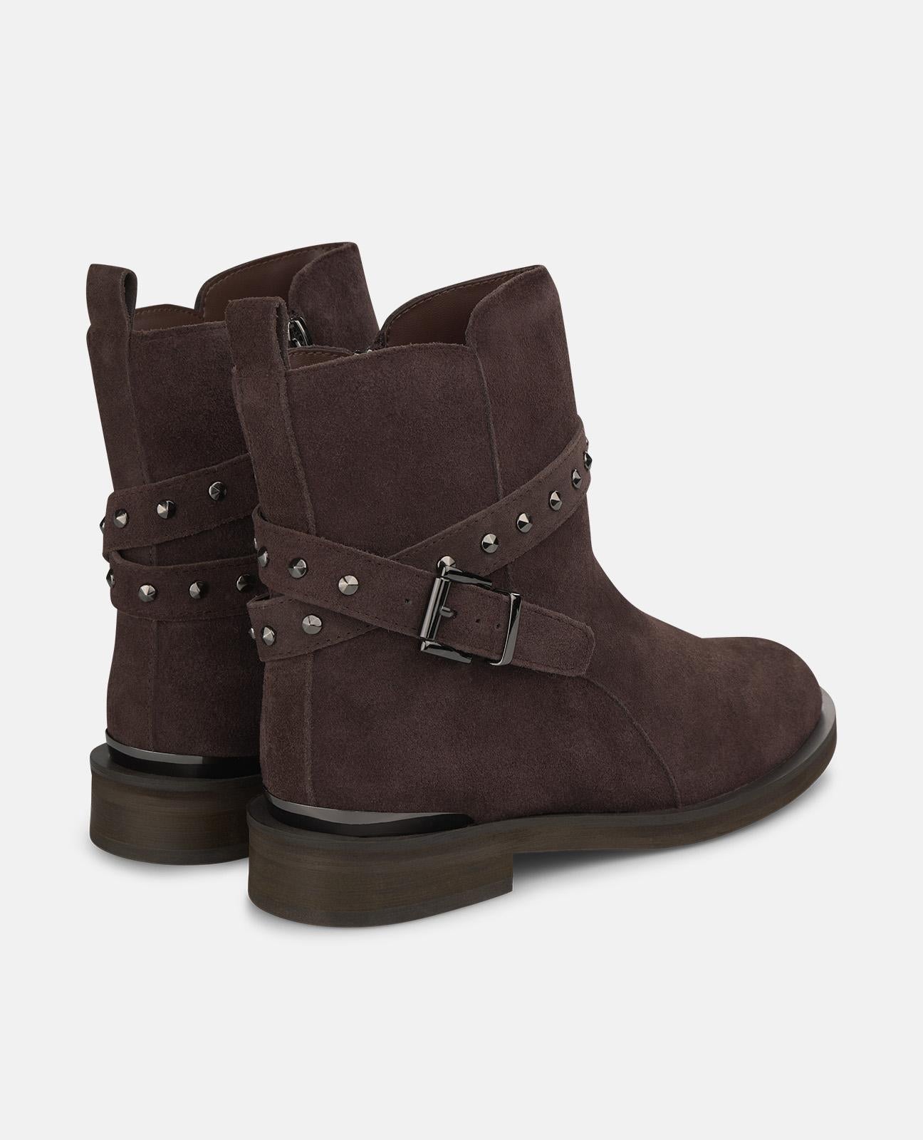 alma-en-pena-flache-stiefeletten-braun-mit-nieten-3-cm-absatz image 3