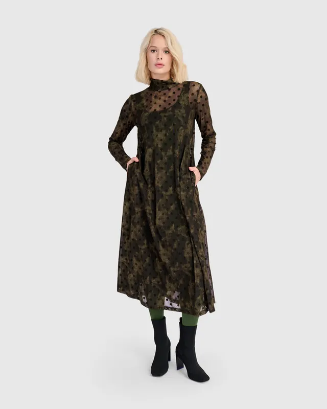 alembika-bosquet-a-line-dress-antique-samt-punkte-kleid image 1