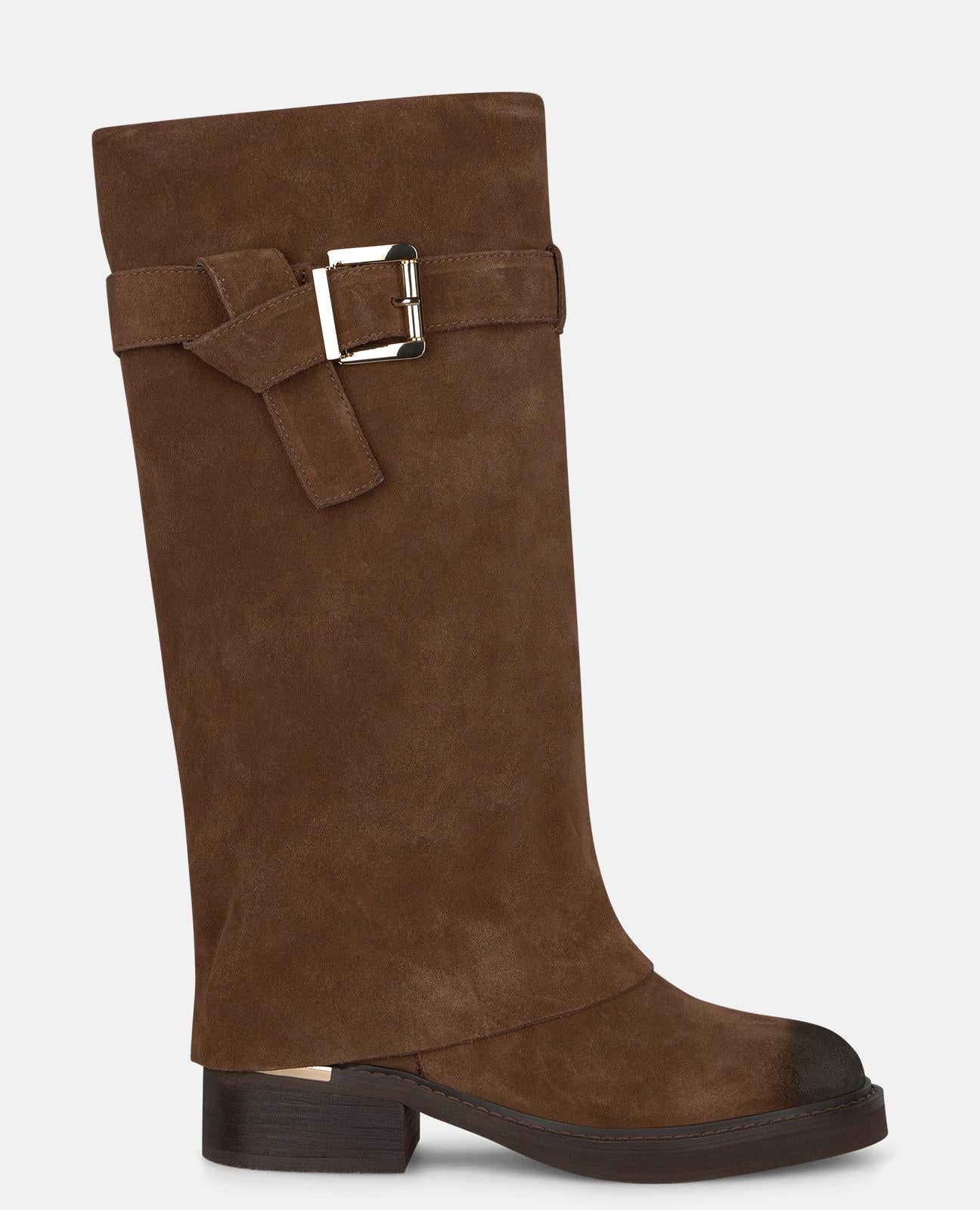 alma-en-pena-suede-boots-with-a-buckle-flachstiefel-camel image 1