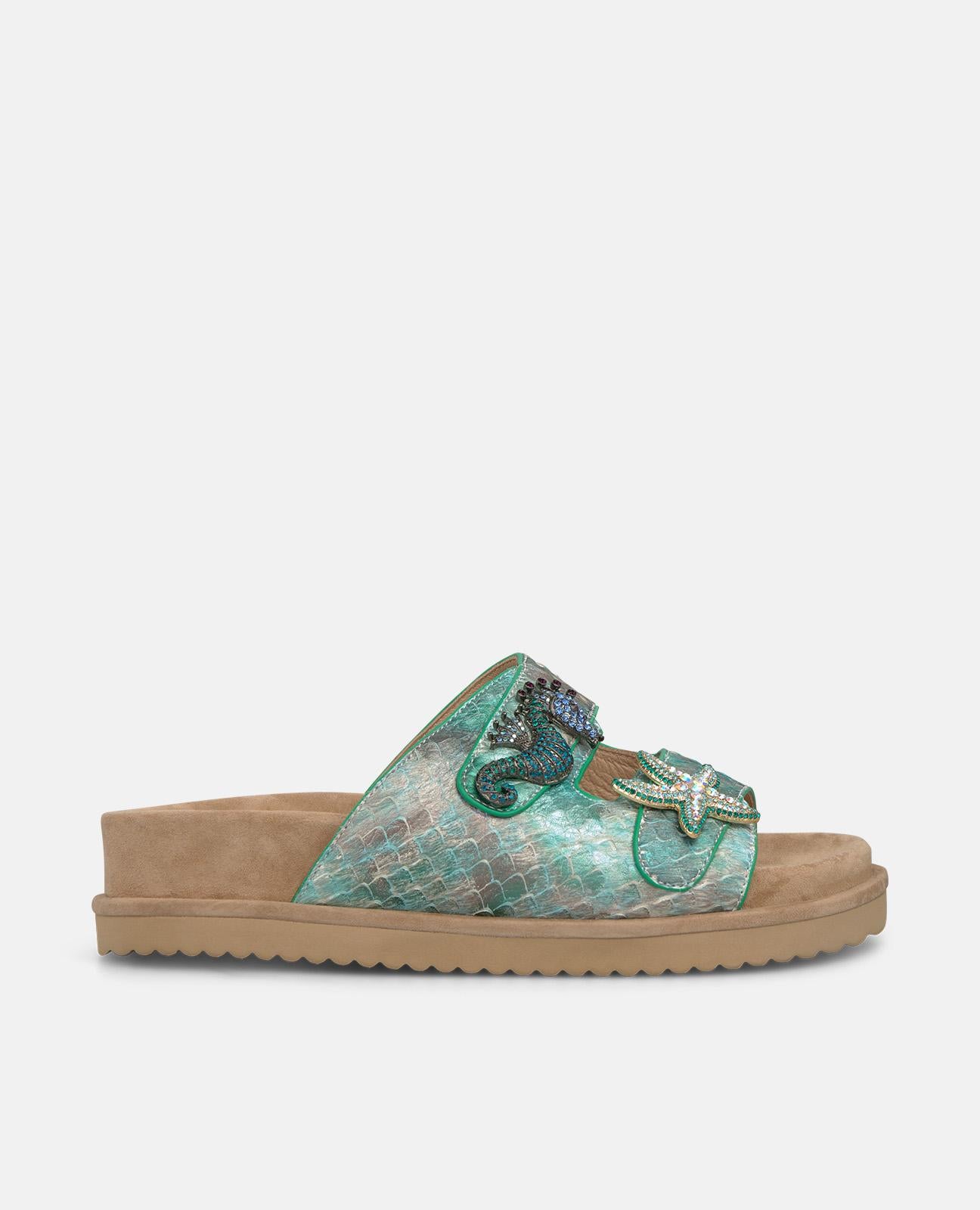 alma-en-pena-sansalia-snake-effect-buckle-t-rkise-plateau-sandale-3-cm image 2