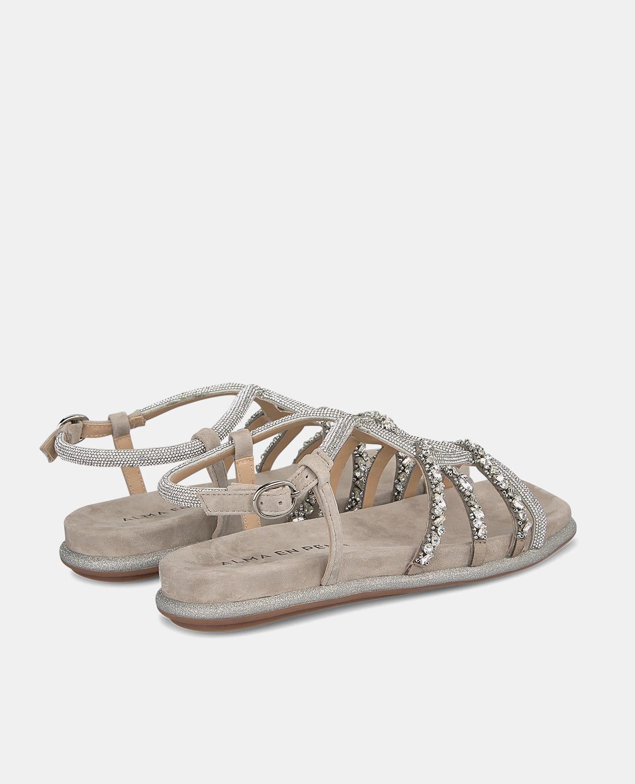 alma-en-pena-flat-interlaced-buckle-sandal-flache-sandale-strass-braun-1-cm image 3