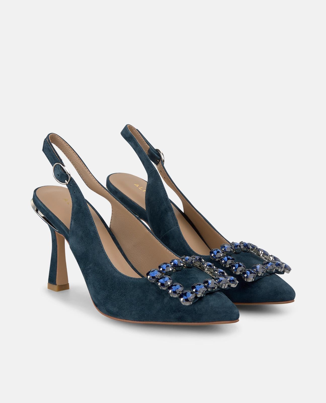 alma-en-pena-slingpumps-mit-strass-schnalle-9-cm-absatz-blau image 2