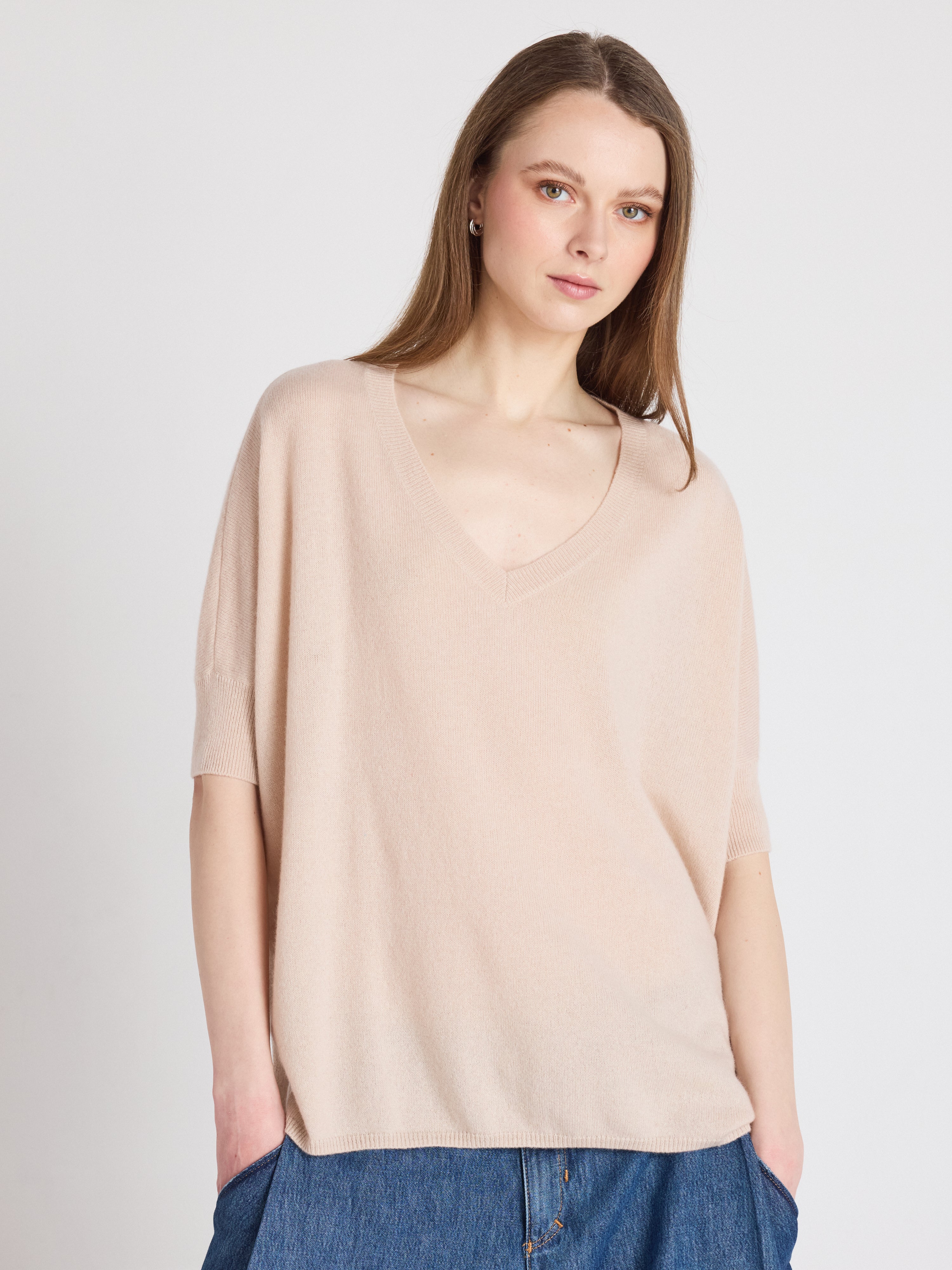 absolut-kate-kurzarm-pull-poncho-mit-v-ausschnitt-aus-kaschmir-f-r-damen image 6
